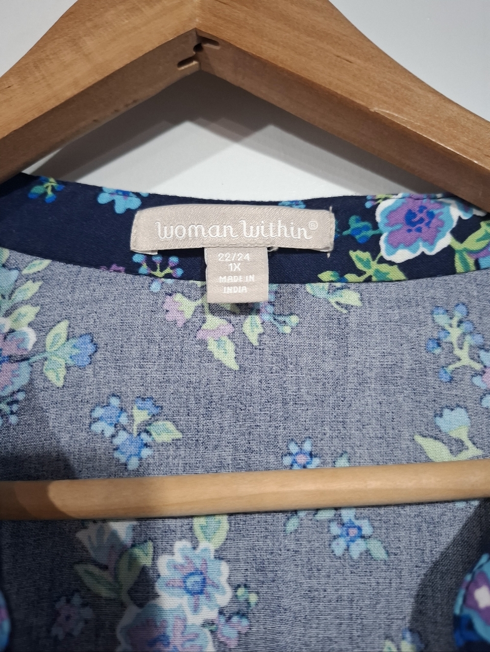Woman Within Top Womens Size 1X 22/24 Button-Front Mixed Print Cottagecore Tunic - Picture 5 of 11